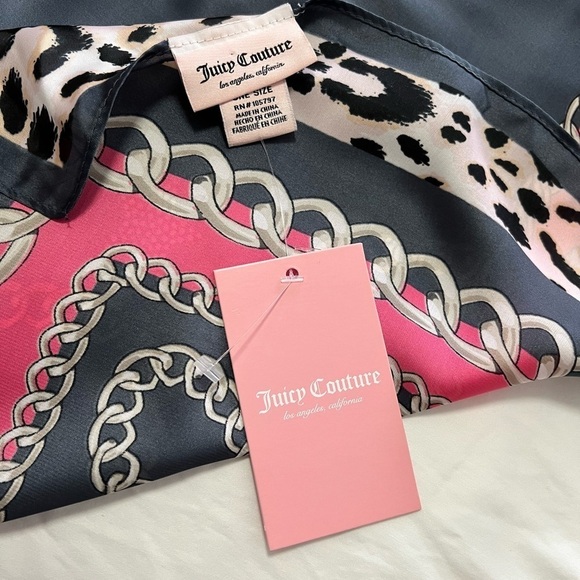 Juicy Couture Long Silky Scarf | Large Logo | Multi Color Leopard Print | NWT. - Picture 4 of 9
